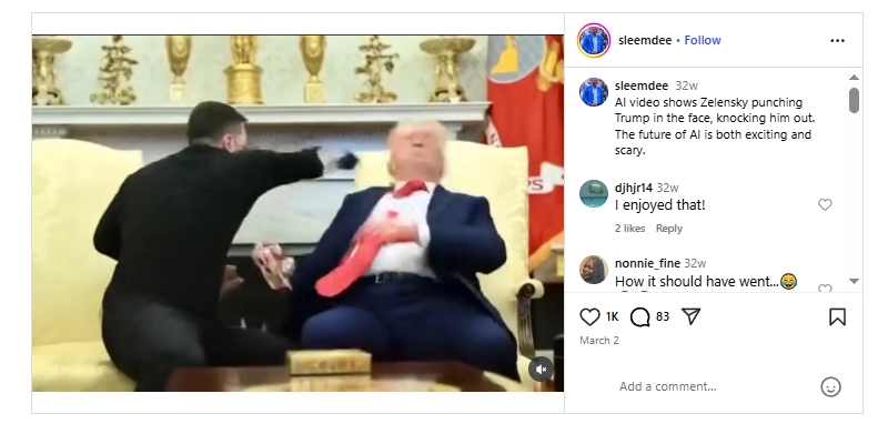 AI Video Shows Zelensky Punching Trump in the Face