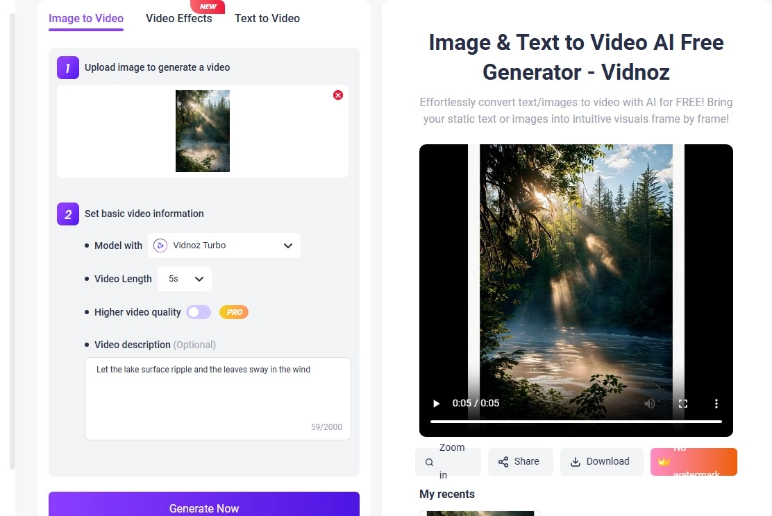 Analyzed Image to Video
