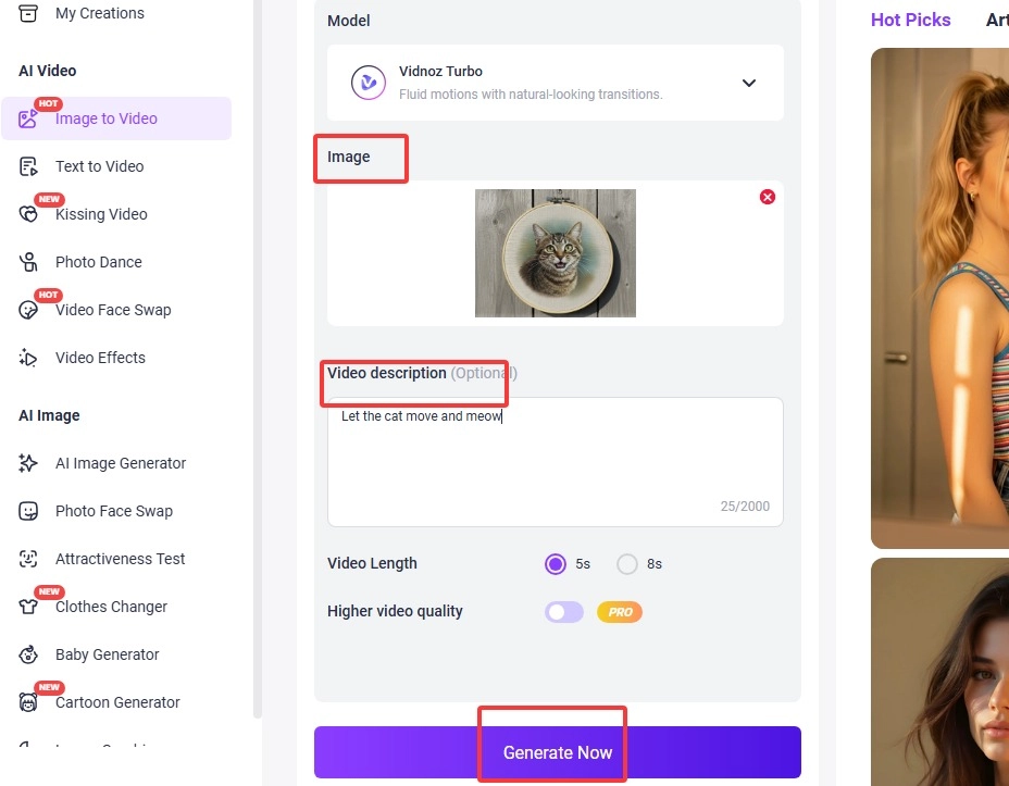 Animate Embroidery Pattern with Vidnoz