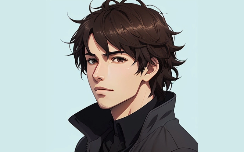 Anime Character Avatar with Curly Hair