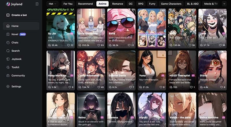 Anime Talking AI Chatbot Joyland