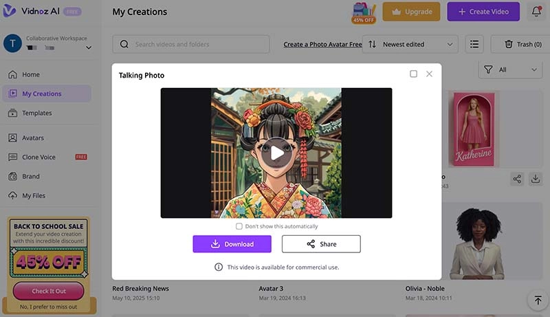 Anime Talking Vidnoz AI Generate