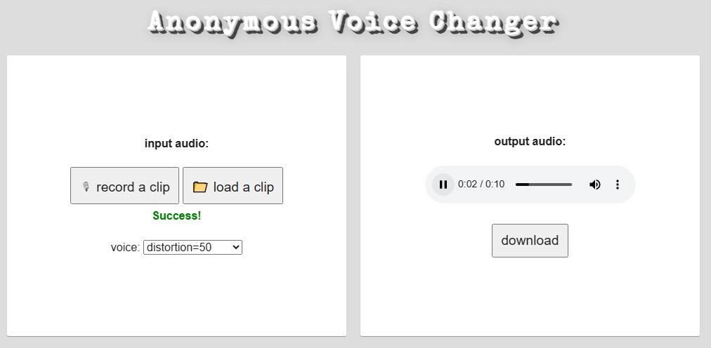 Anonymous Voice Changer with Distortion