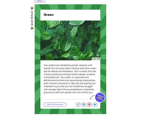 Aura Color Test Result on Buzzfeed