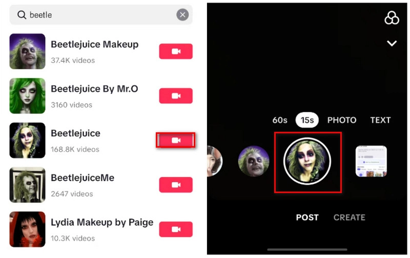 Beetlejuice Filter TikTok Result