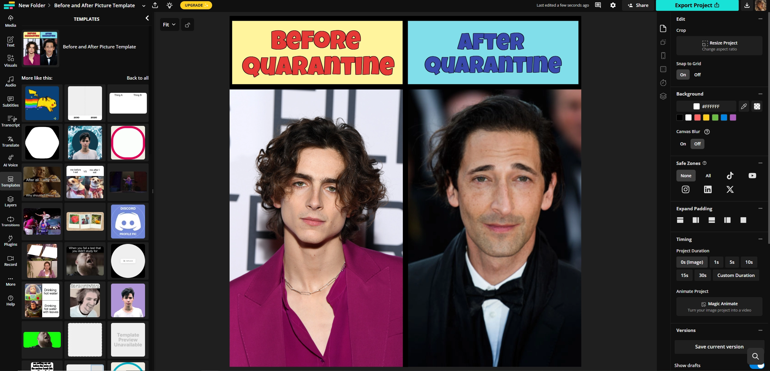 Before and After Picture Maker Kapwing