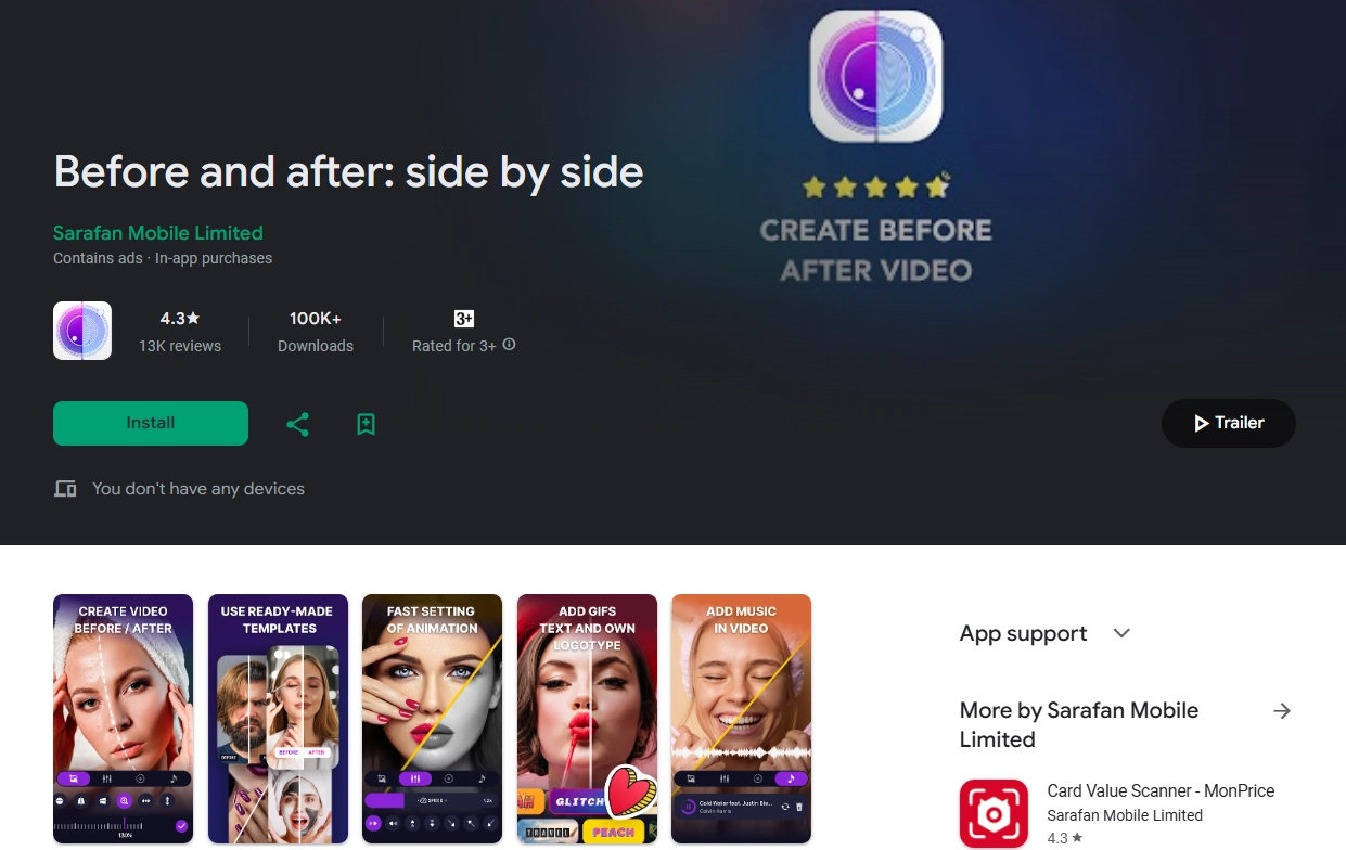 Before and After Picture Maker Side by Side App