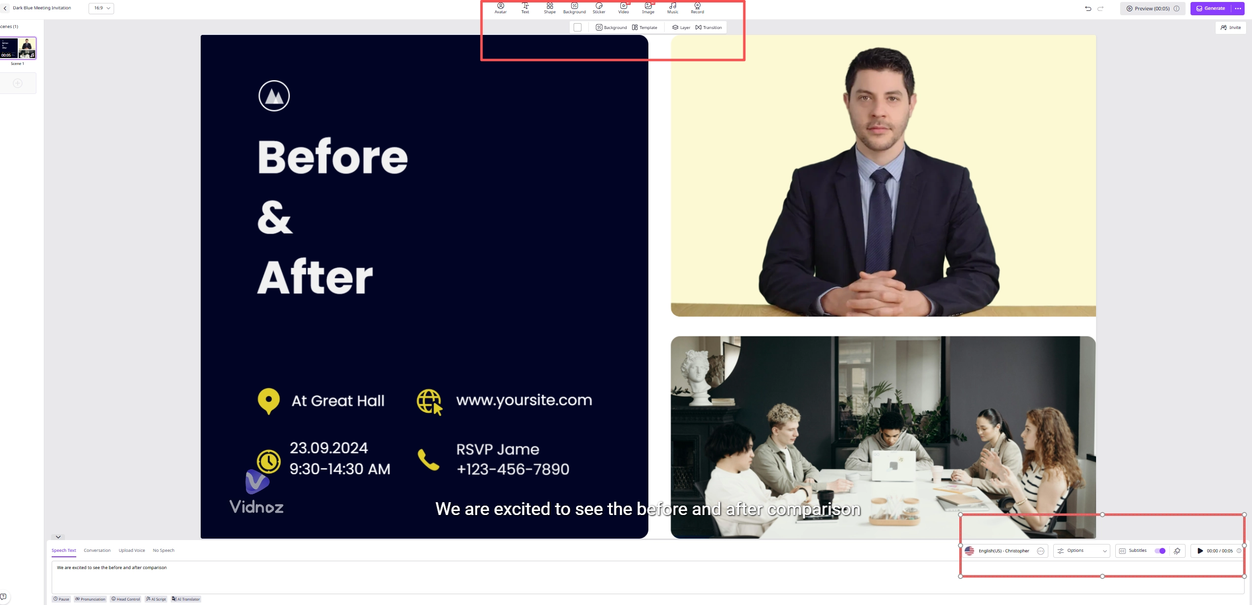 Before and After Picture Maker Vidnoz Edit