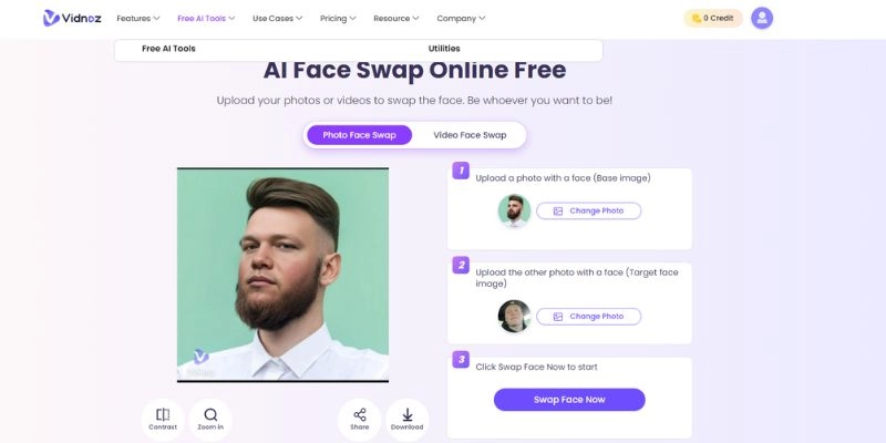 Best AI Beard Filrter Vidnoz Face Swap Get Result