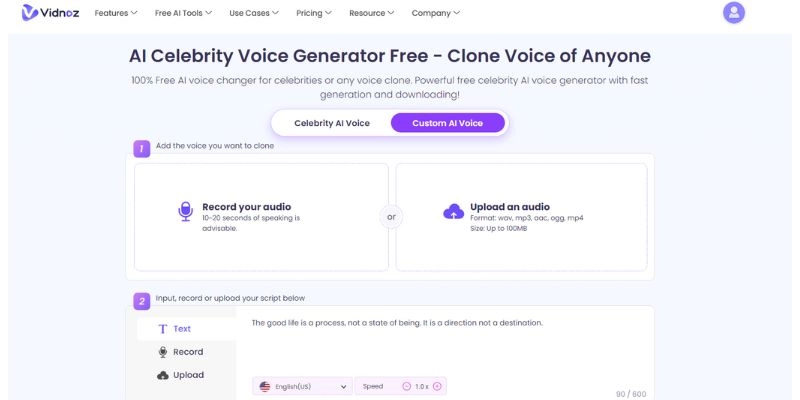 Best Apple Voice Cloning Alternative Vidnoz Voice Cloning