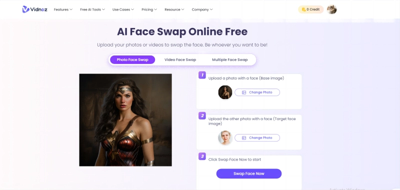 Best Insight Face Swap Alternative Vidnoz Face Swap Upload Target Face