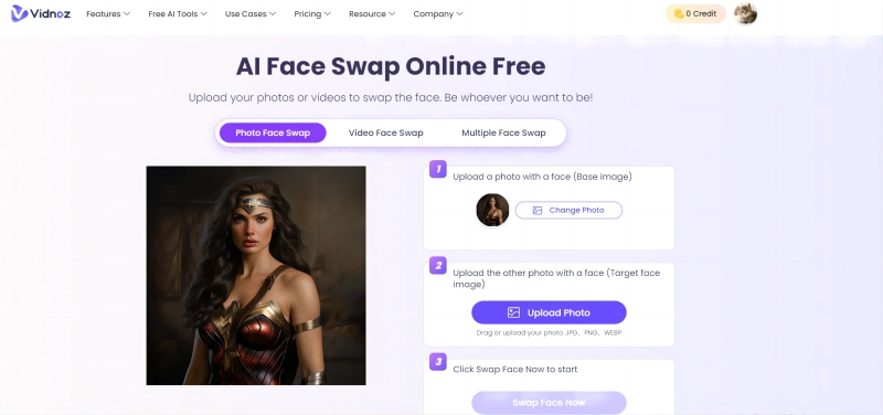 Best Insight Face Swap Alternative Vidnoz Face Swap