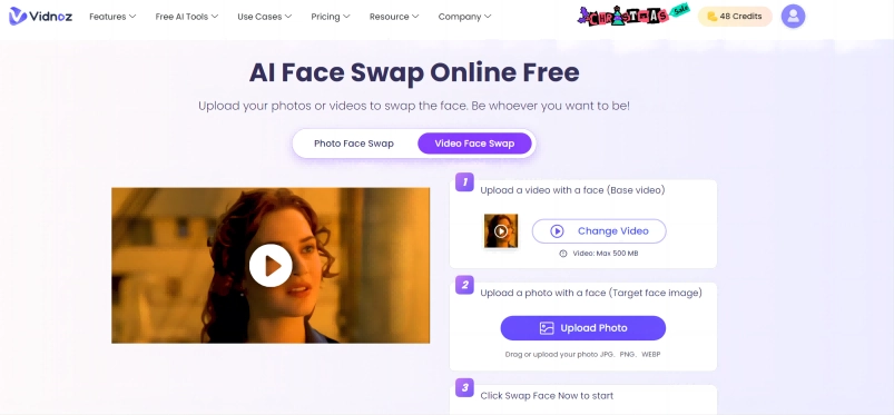 Best Nicolas Video Face Swap Tool Vidnoz