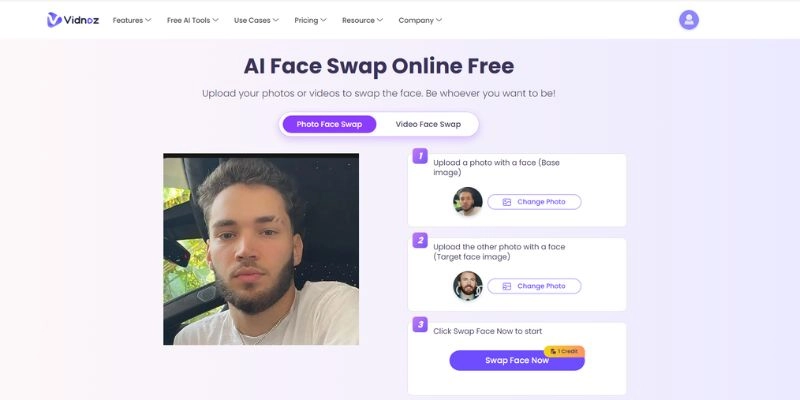 Best Online Face Swap Tool Vidnoz Upload Target Image