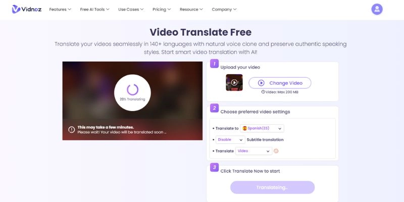Best Video Localizaiton Tool Vidnoz Video Translator Translate Now