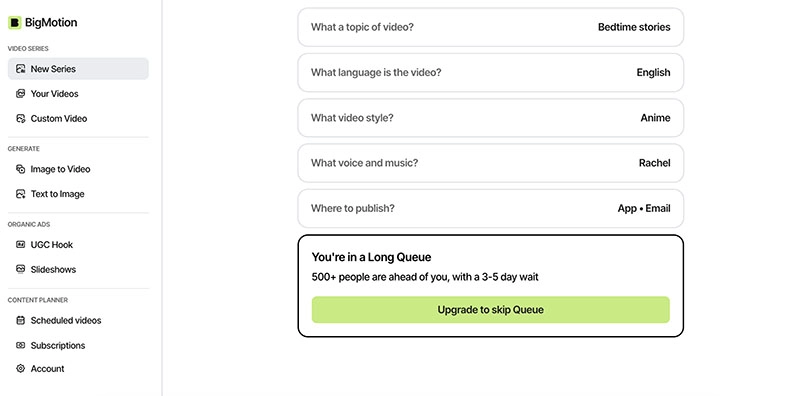 Bigmotion AI Adjust Settings