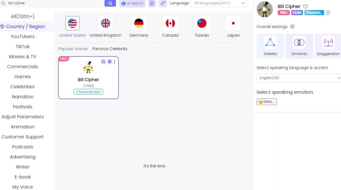Bill Cipher AI Voice Clone With TopMediai
