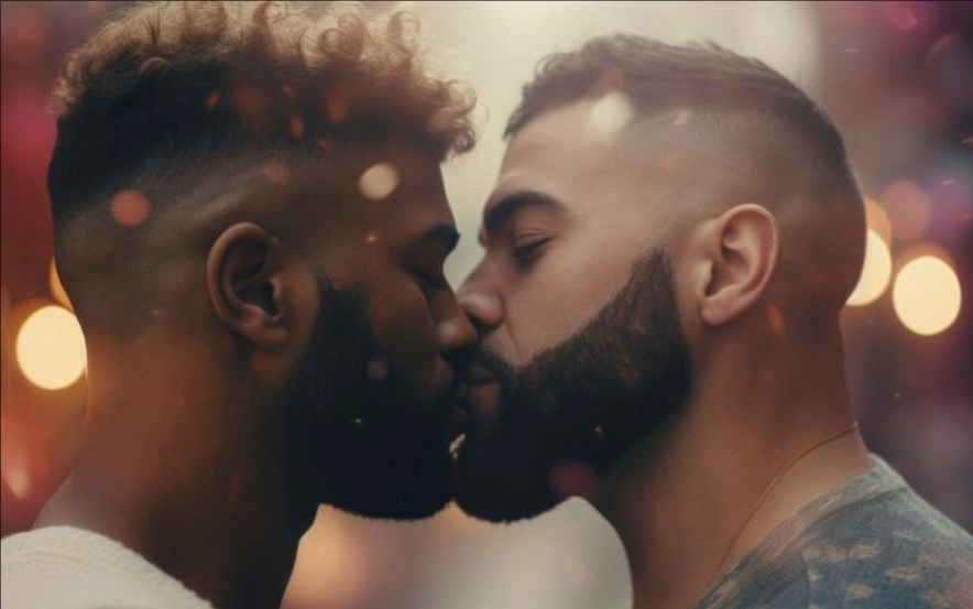 Black Men Kissing Picture Example