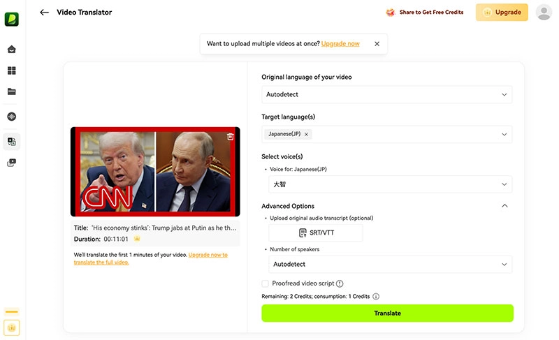 BlipCut AI Video Translator Settings