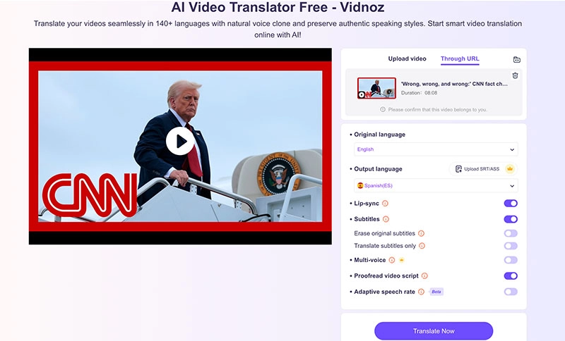 BlipCut AI Video Translator Alternative Vidnoz