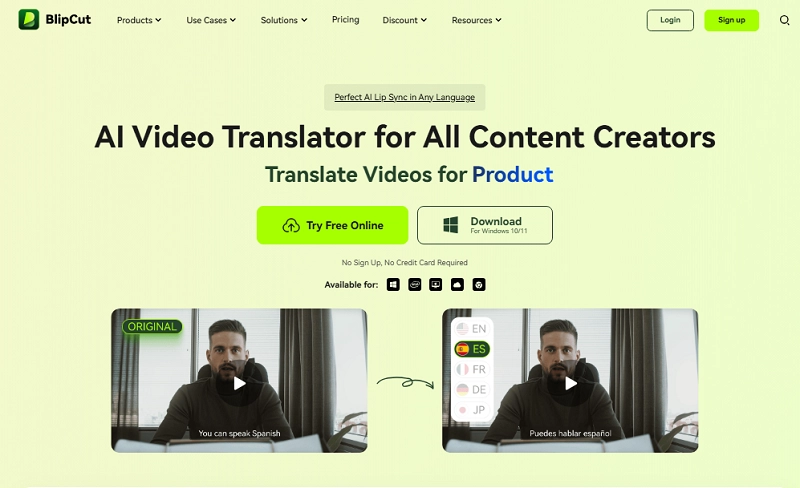 BlipCut AI Video Translator with Lip Sync