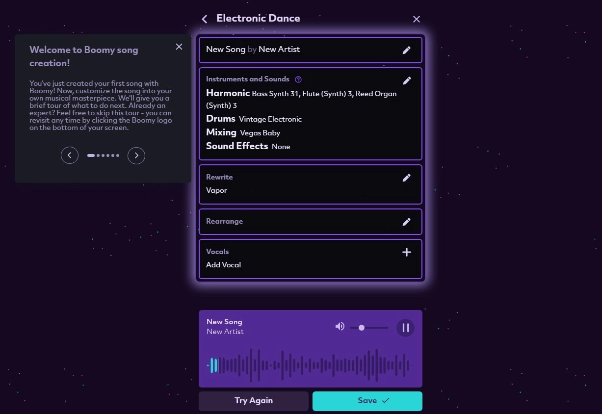 Boomy AI EDM Music Maker Free Result