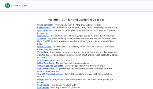 BoredHumans - Get All Fun AI Tools in One Website