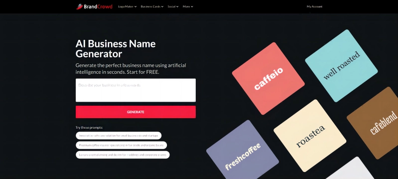 BrandCrowd All-in-One Brand Name Generator