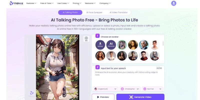 Bring AI Sexchat to Life via Hot Girl Talking Photo Vidnoz