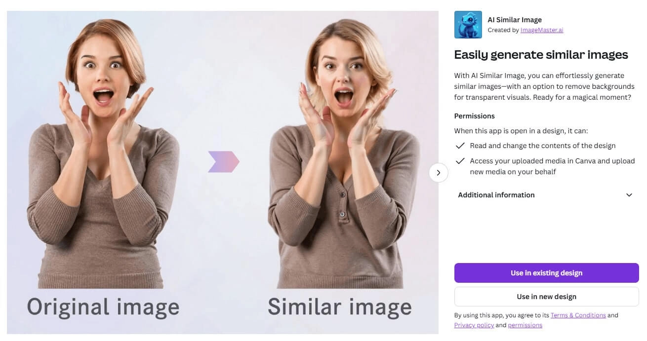 Canva High Quality AI Similar Image Generator