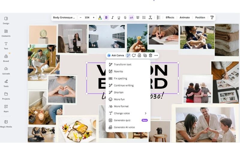 Canva Vision Board Creation - AI Magic Design