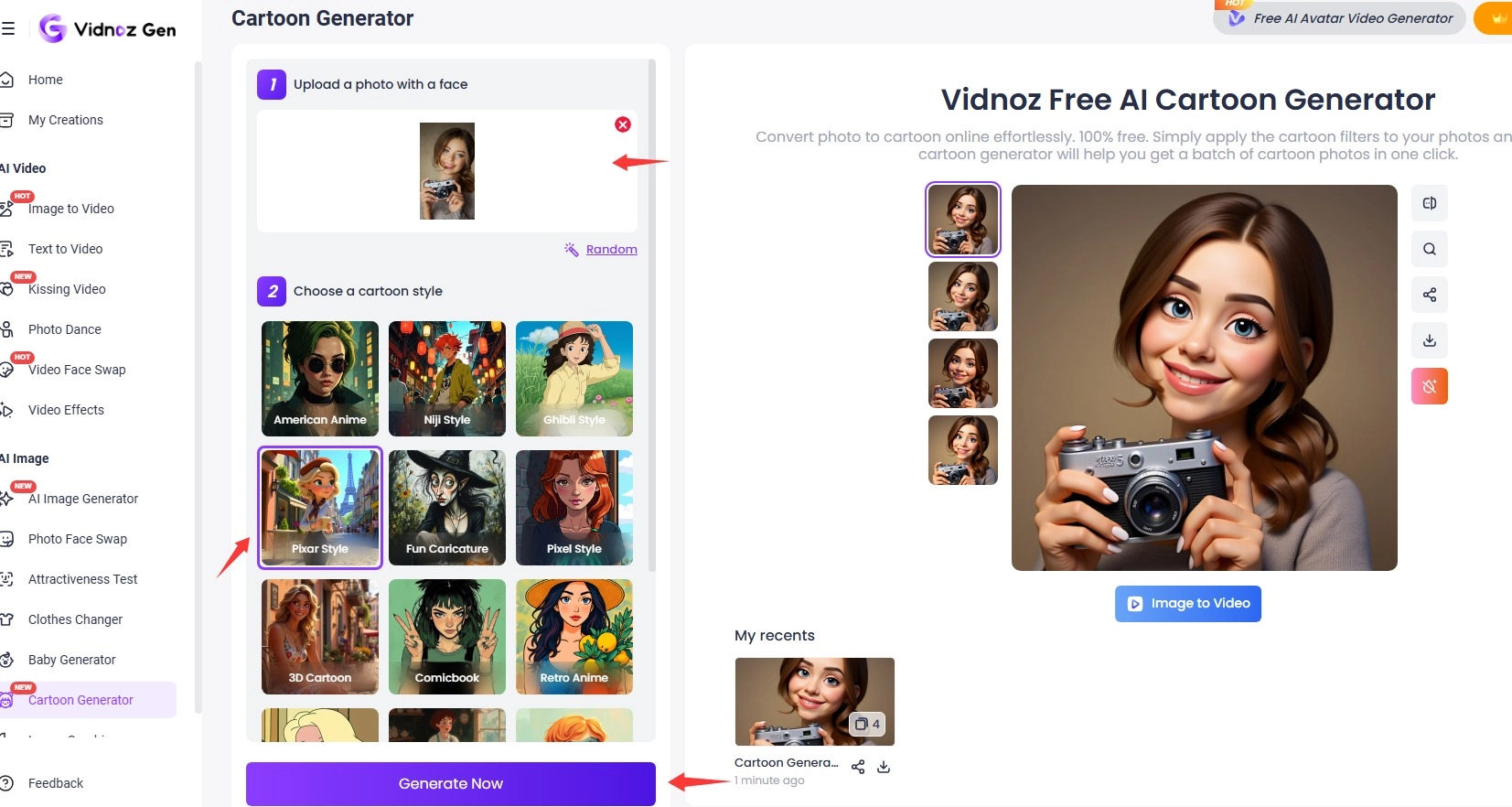 Cartoon Avatar with Curly Hair