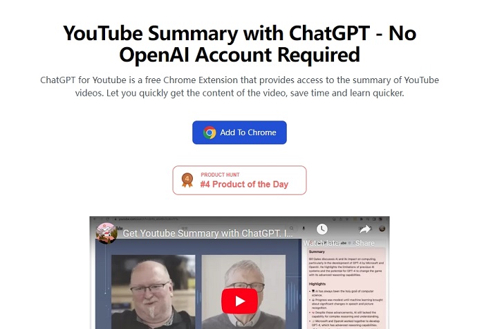 YouTube Video Summarizer - ChatGPT for YouTube