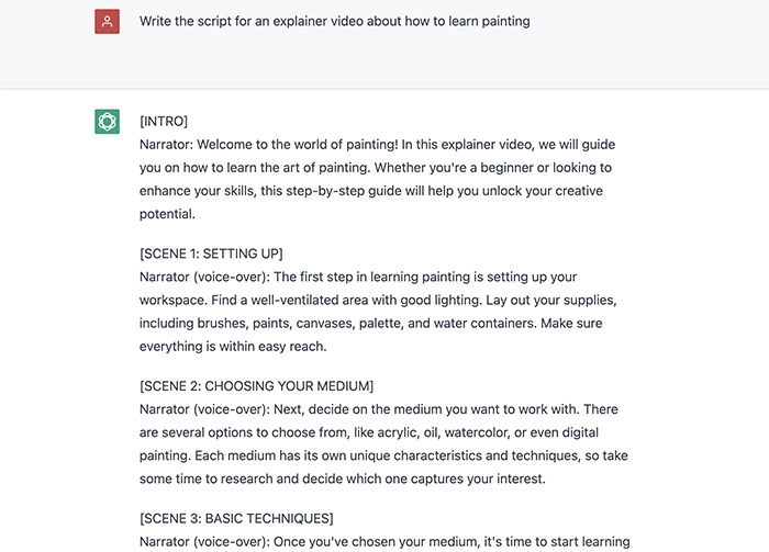 ChatGPT Video Generator Write Video Script