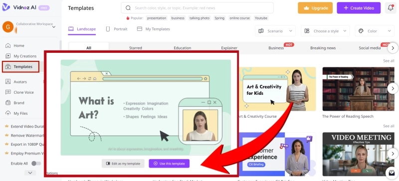 Choose a Template and Preview