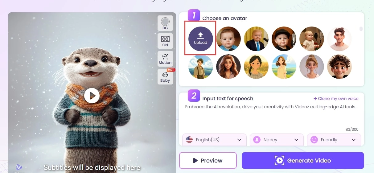 Choose an Avatar or Upload Your Picture