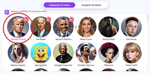 Choose Donald Trump AI Voice