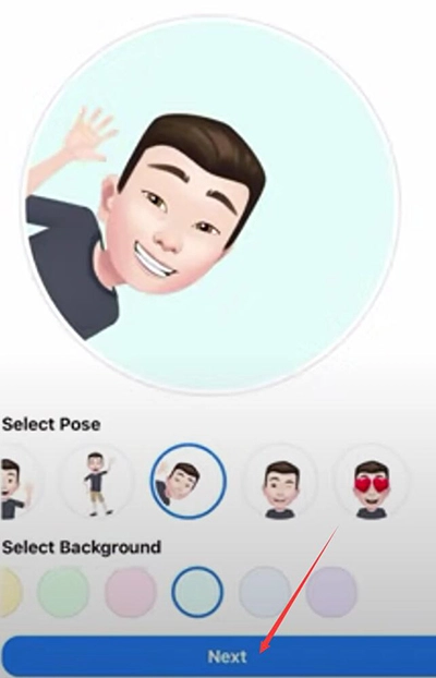 Choose Facebook Avatar Pose and Background