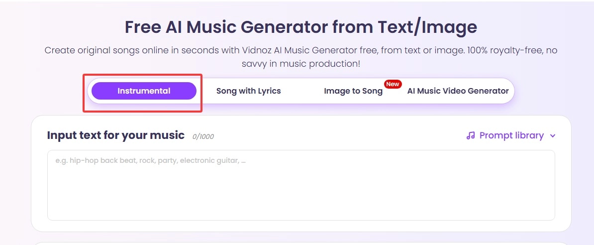 Choose Instrumental from Tab