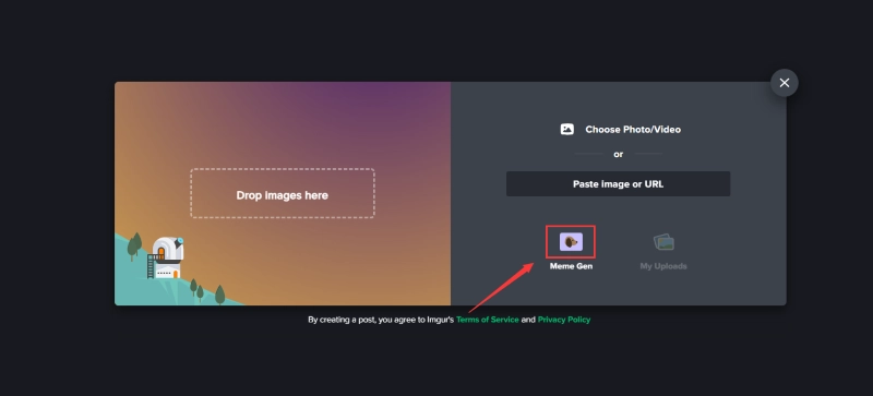 Choose Meme Gen in imgur - Step 2