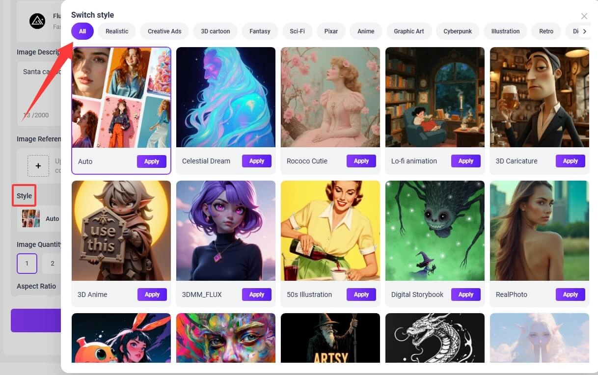 Choose Style for Santa Claus Cartoon Creation