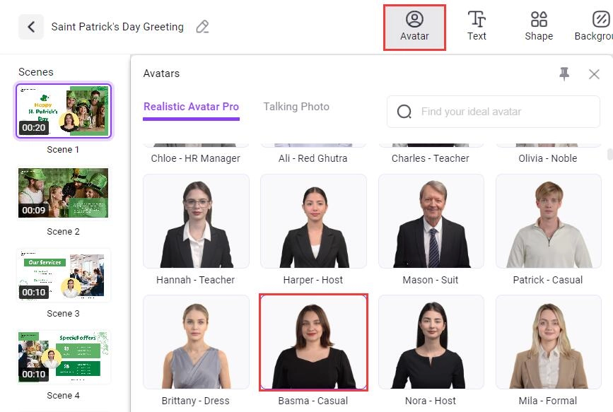 Choose Your AI Avatar in Your St. Patrick's Day Videos