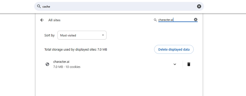 Clear Character AI Caches