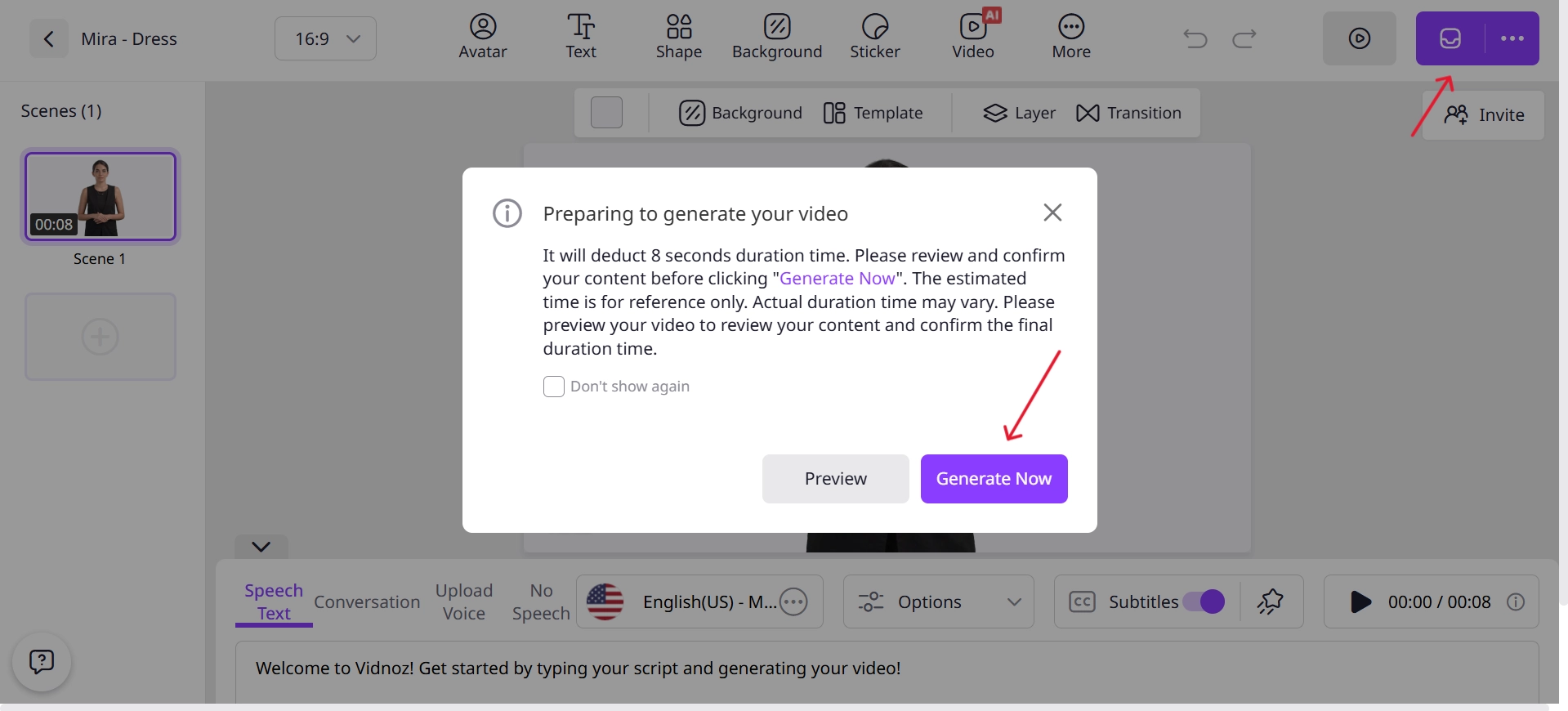 Click on Generate Now and Download the Video