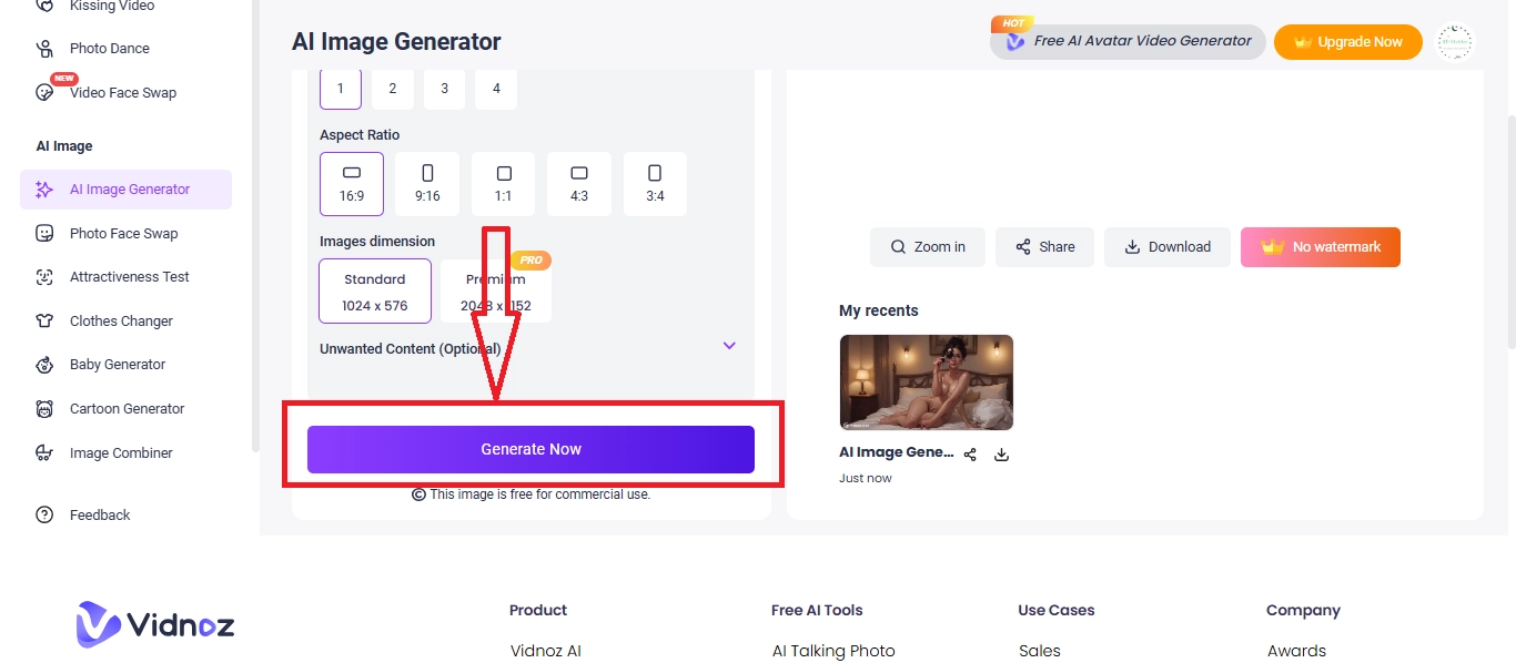 Click on the “Generate Now” Button