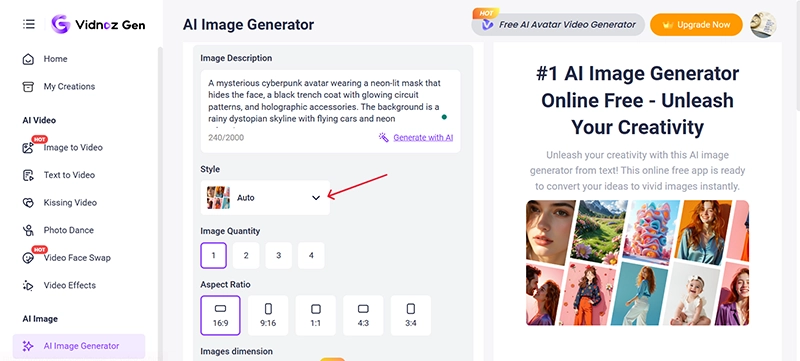 Click on the Style Option