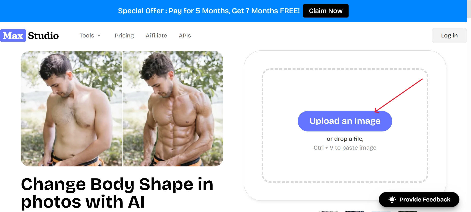 Click on the Upload an Image Button