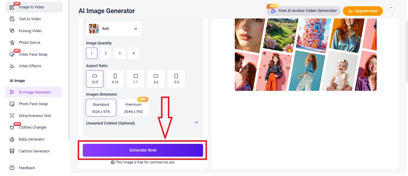 Click the “Generate Now” Button