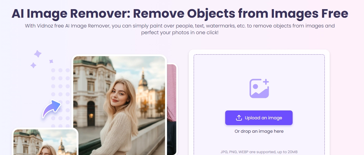 Click “Upload” on Vidnoz AI Image Remover
