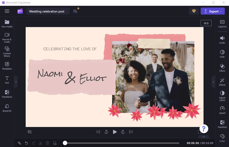 Clipchamp Wedding Slideshow Maker